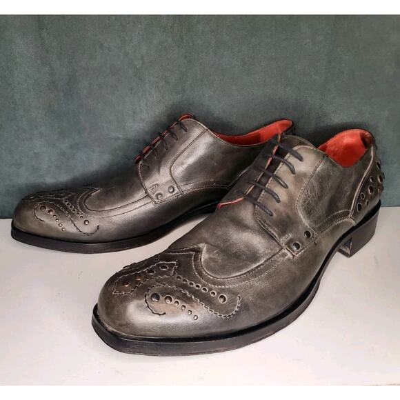 Jo Ghost Gray Leather w Metal Studs Casual/Dress Shoes Made In Italy US 8 EU 41 main image 10